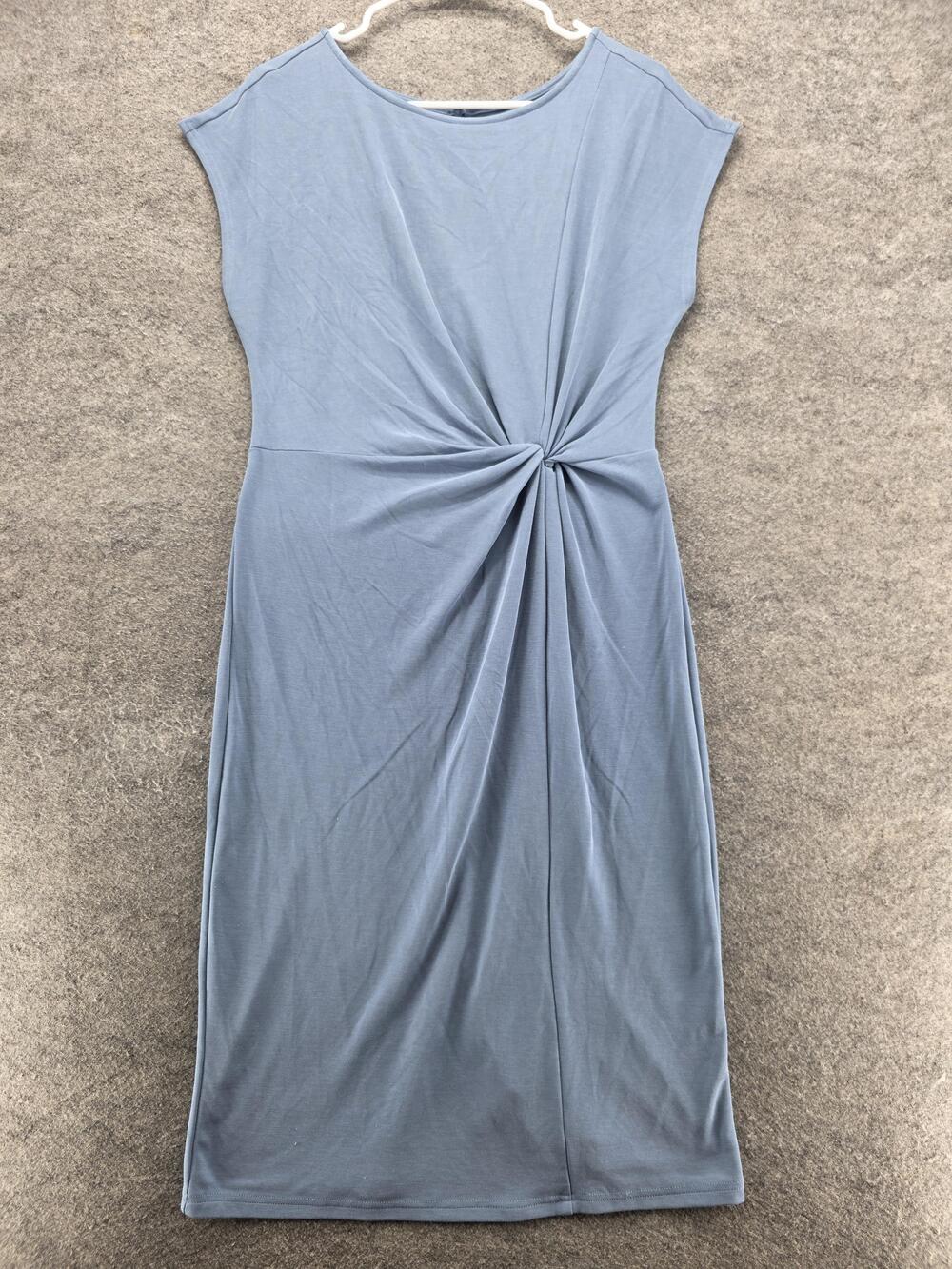 Nordstrom Rack Dress Womens Medium Blue Twist Knot Front Keyhole Back Stretch